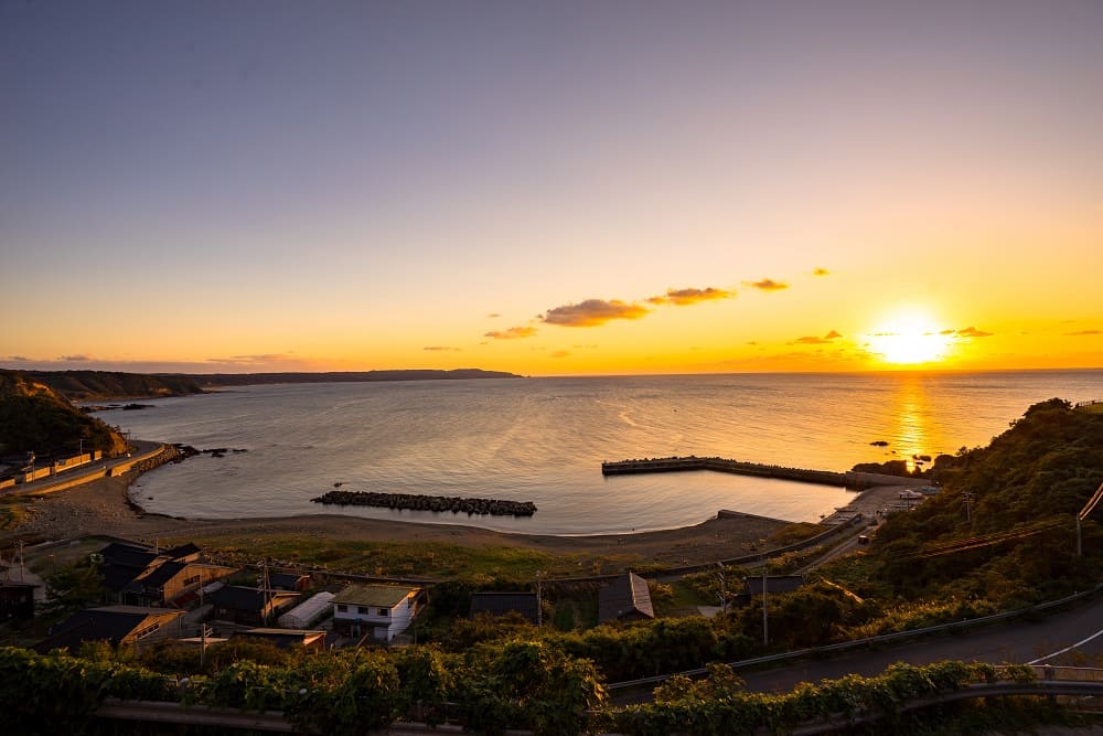 Sunset from Gakkogura, said to be where one can see the most beautiful sunset in Japan.